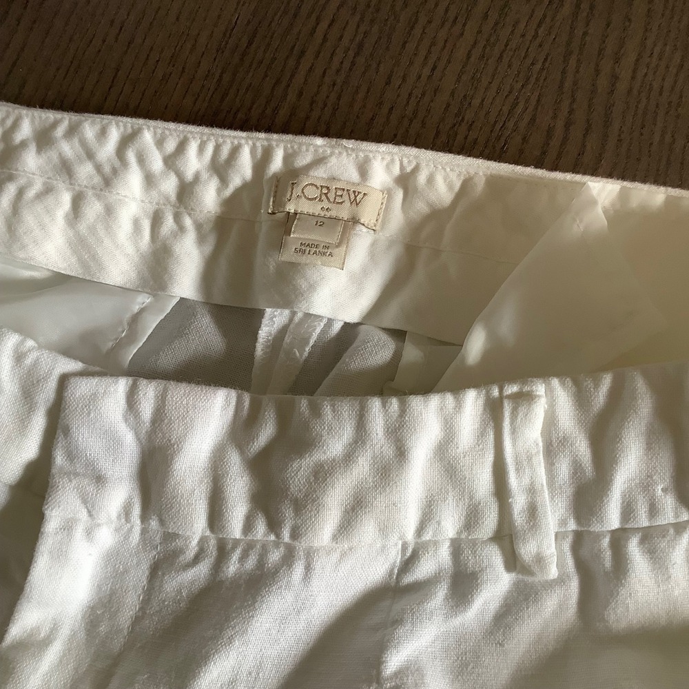 J. Crew Womens White Linen Blend Wide Leg Pleated High Rise Pants Size 12 - Picture 11 of 12